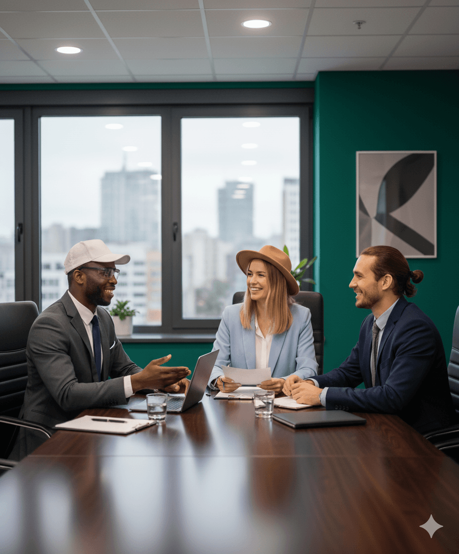 People discussing in an office